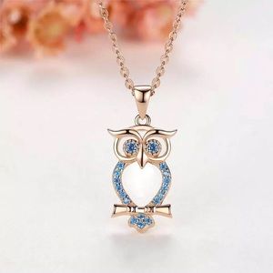 Sterling Silver Owl Rose Gold Necklace